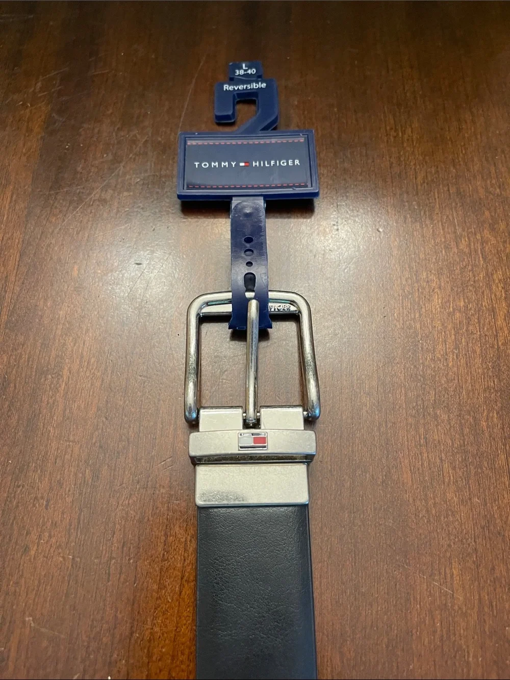 NWT Tommy Hilfiger Men's reversible Black BrownLeather Belt SZ Large 38-40